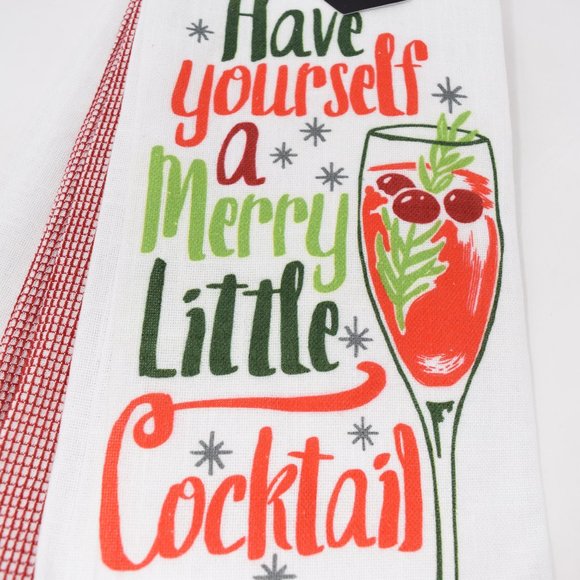 Max Studio Have Yourself A Merry Little Cocktail Kitchen Towels Set of 3 Holiday - Picture 2 of 8